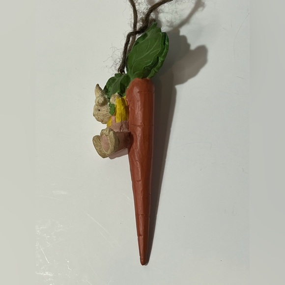 VTG Easter Bunny Rabbit Figurine Laying Down on Carrot Easter Wood - Picture 6 of 8